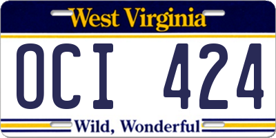 WV license plate OCI424