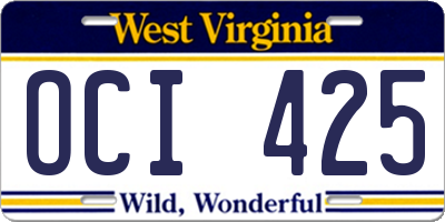 WV license plate OCI425