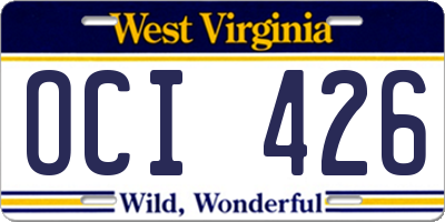 WV license plate OCI426