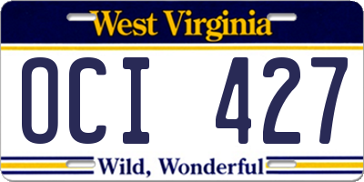 WV license plate OCI427