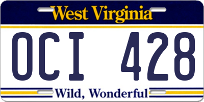 WV license plate OCI428