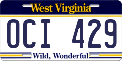 WV license plate OCI429