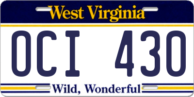 WV license plate OCI430