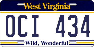 WV license plate OCI434