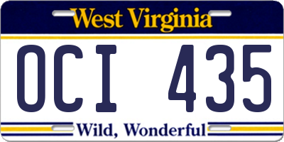 WV license plate OCI435