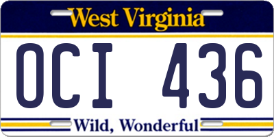 WV license plate OCI436