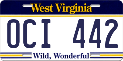 WV license plate OCI442