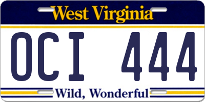 WV license plate OCI444
