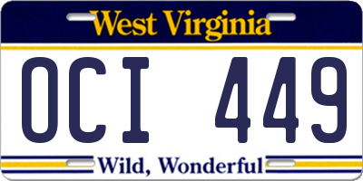 WV license plate OCI449