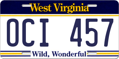 WV license plate OCI457