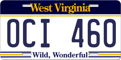 WV license plate OCI460