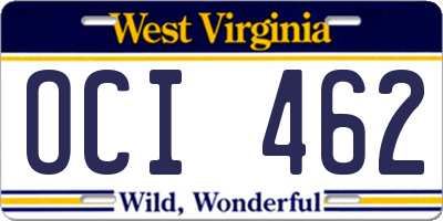 WV license plate OCI462