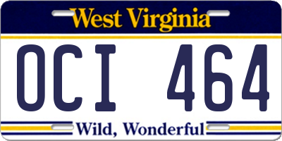 WV license plate OCI464