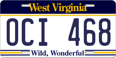 WV license plate OCI468