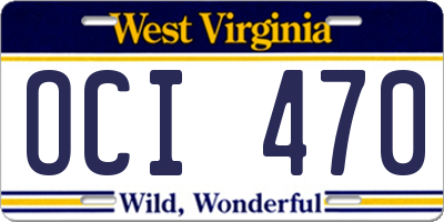 WV license plate OCI470