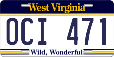 WV license plate OCI471