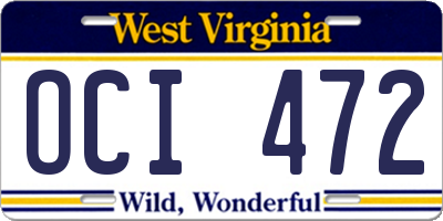 WV license plate OCI472