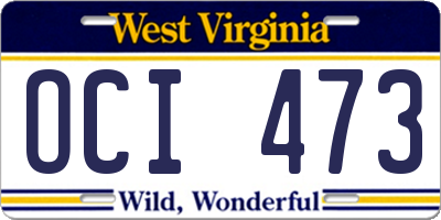 WV license plate OCI473