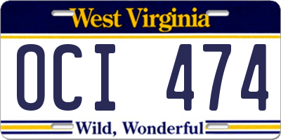WV license plate OCI474