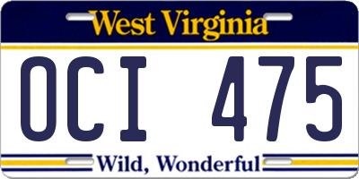 WV license plate OCI475