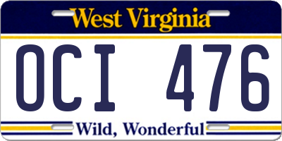 WV license plate OCI476
