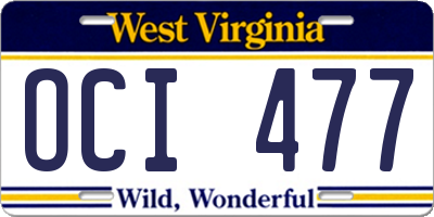 WV license plate OCI477