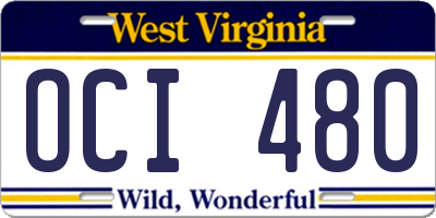 WV license plate OCI480