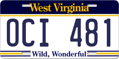 WV license plate OCI481