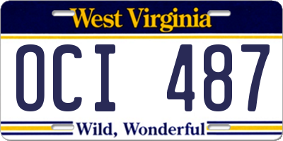 WV license plate OCI487