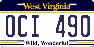 WV license plate OCI490
