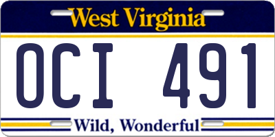 WV license plate OCI491
