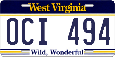 WV license plate OCI494