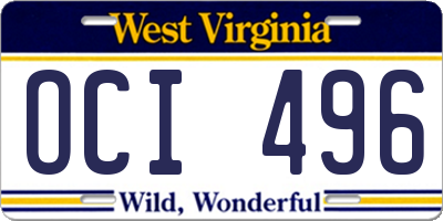 WV license plate OCI496