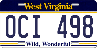 WV license plate OCI498