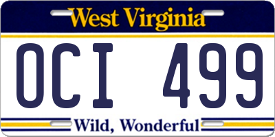 WV license plate OCI499