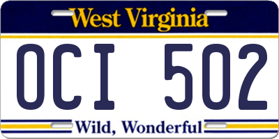 WV license plate OCI502