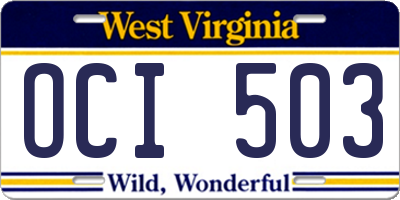 WV license plate OCI503