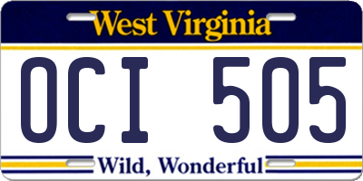 WV license plate OCI505