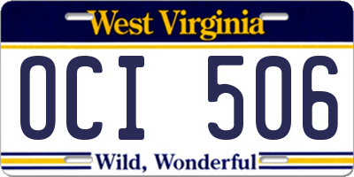 WV license plate OCI506