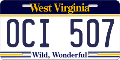 WV license plate OCI507