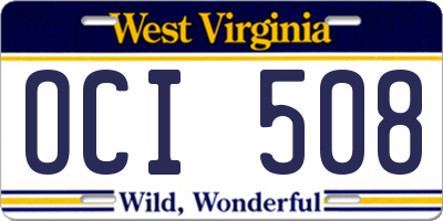 WV license plate OCI508