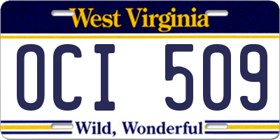 WV license plate OCI509