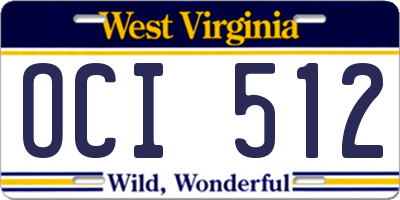 WV license plate OCI512