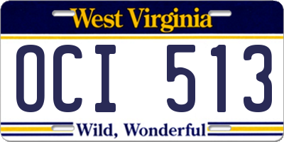 WV license plate OCI513