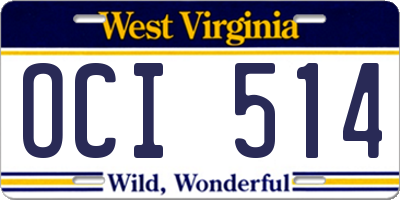 WV license plate OCI514