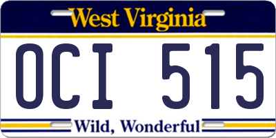 WV license plate OCI515