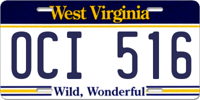 WV license plate OCI516