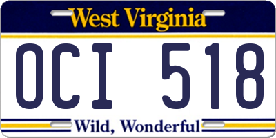 WV license plate OCI518