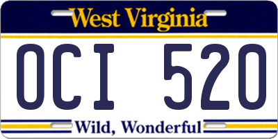 WV license plate OCI520