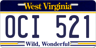WV license plate OCI521